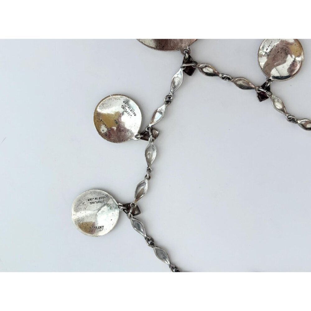 Rare Siam Sterling Silver White Multi-Figure Thai Made 30's 925 Vintage Necklace - Picture 10 of 16